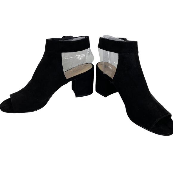 Nine West Jomei Sandals Open Toe High Heel Black Faux Suede Womens 9M - Picture 11 of 11